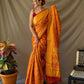 Orange Gold Zari And Meenakari Patola Sarees