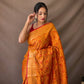 Orange Gold Zari And Meenakari Patola Sarees