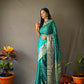Sky Blue Banarasi Silk Sarees With Gold Zari Weaving