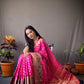 Pink Banarasi Silk Sarees With Gold Zari Weaving