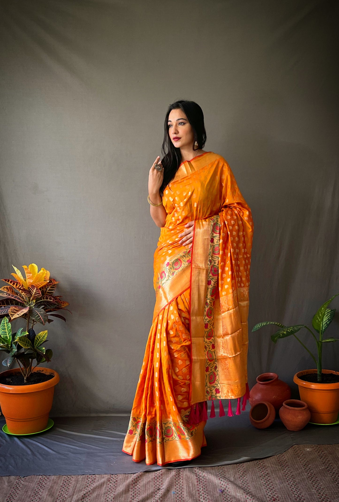YellowBanarasi Silk Sarees With Gold Zari Weaving