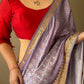 Purple Dola Silk Digital Printed Sarees