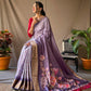 Purple Dola Silk Digital Printed Sarees