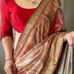 Brown Dola Silk Digital Printed Sarees