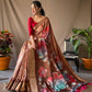 Brown Dola Silk Digital Printed Sarees