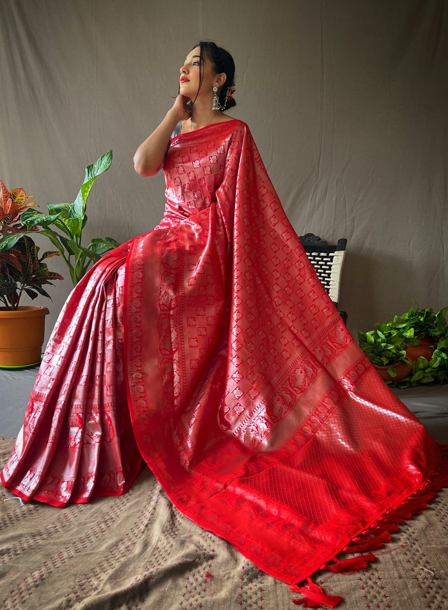 Red Pure Kanjeevaram Silk Sarees.