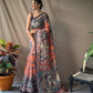 Orange Cotton Sarees With Kalamkari Digital Printed