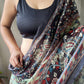 Grey Cotton Sarees With Kalamkari Digital Printed