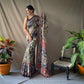 Grey Cotton Sarees With Kalamkari Digital Printed