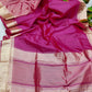 Pink Tassar Silk Saree With Jhalar