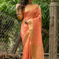 Peach Assam Silk Embroidered Saree