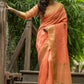 Peach Assam Silk Embroidered Saree