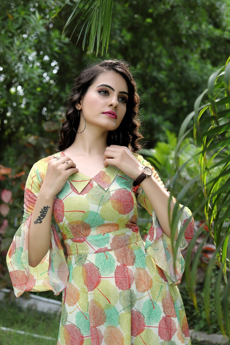 Multi color Faux Georgette Designer Frock