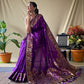 Purple Soft Silk Sarees With Gold Zari Weaving
