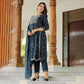 Rayon Fine Print With Sequence & handworked Kurta Set