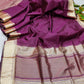 Wine Tassar Silk Saree With Jhalar