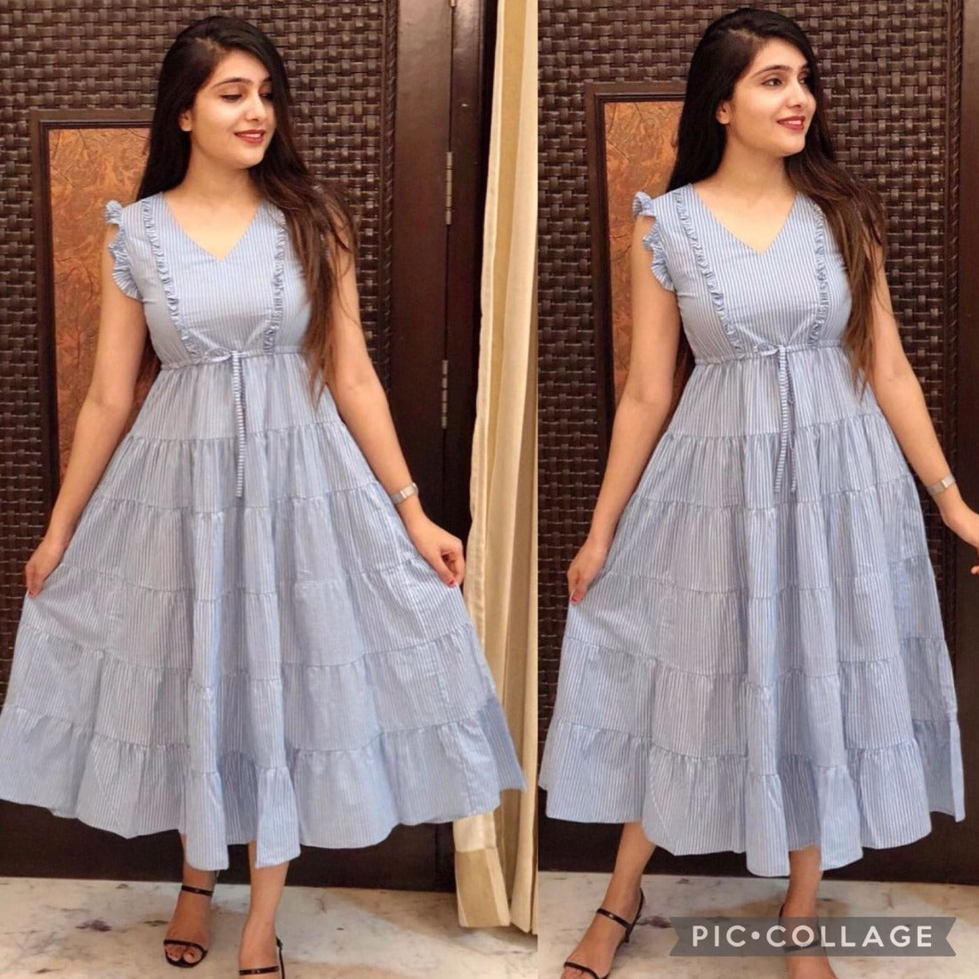 Women Frill Long Maxi Gown