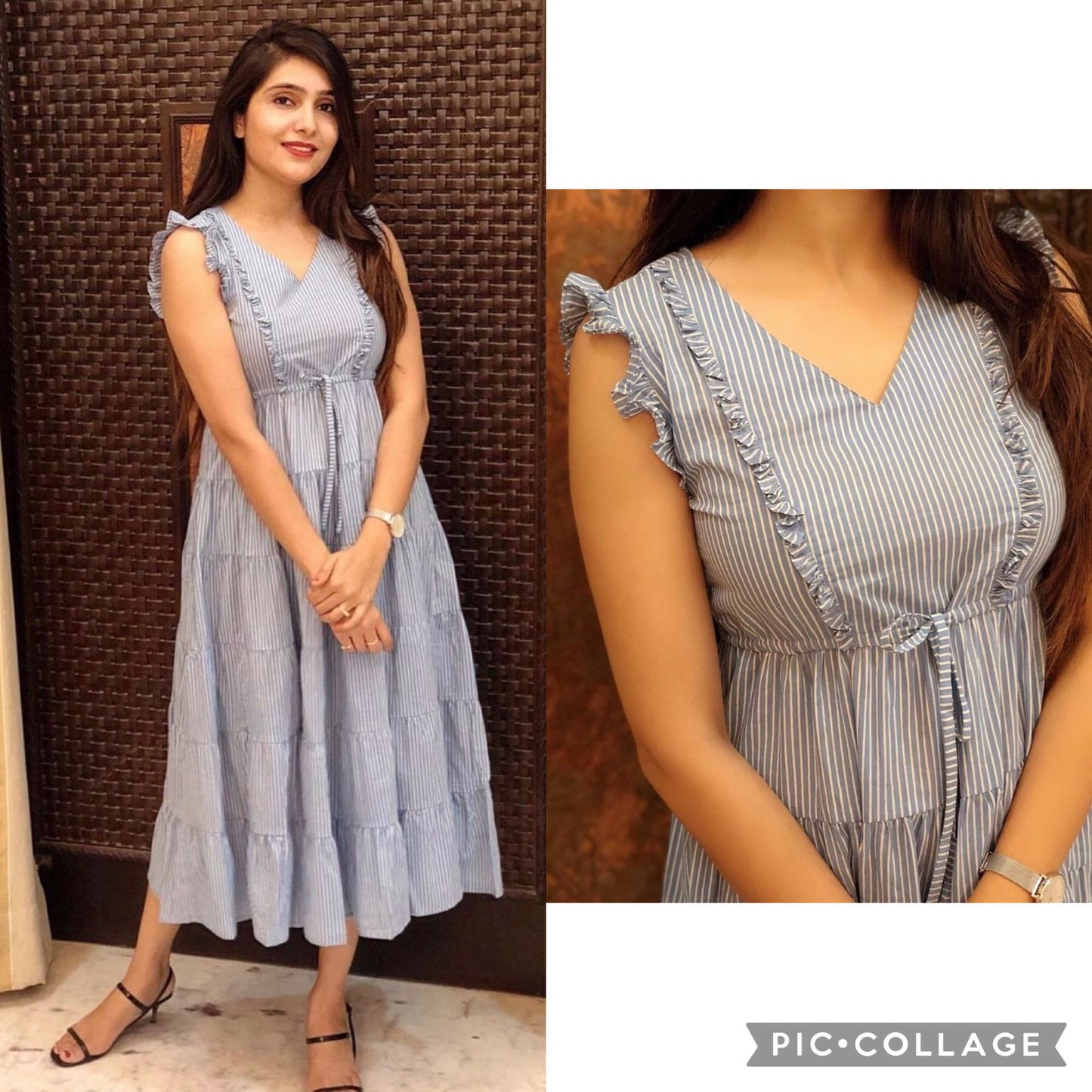 Women Frill Long Maxi Gown