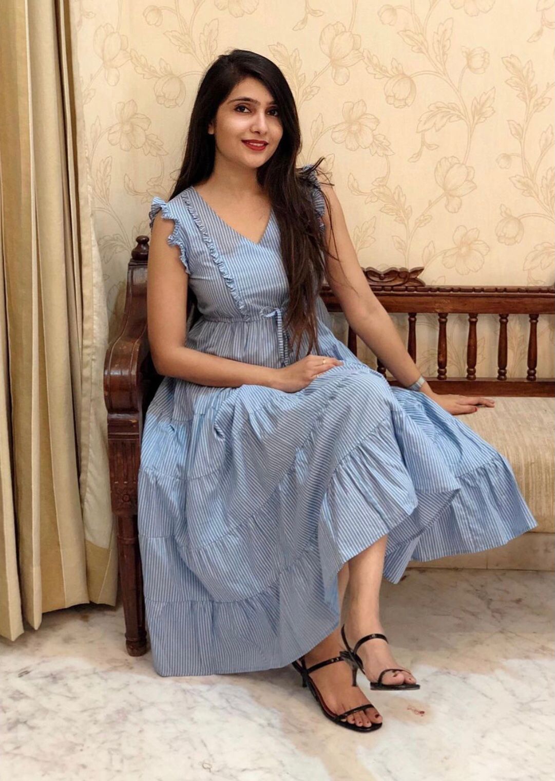 Women Frill Long Maxi Gown