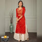 Red Mirror Work Kurta With Sharara Set