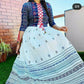 Women White Colour with Digital Print Full Flair Gown And kotti