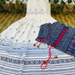 Women White Colour with Digital Print Full Flair Gown And kotti