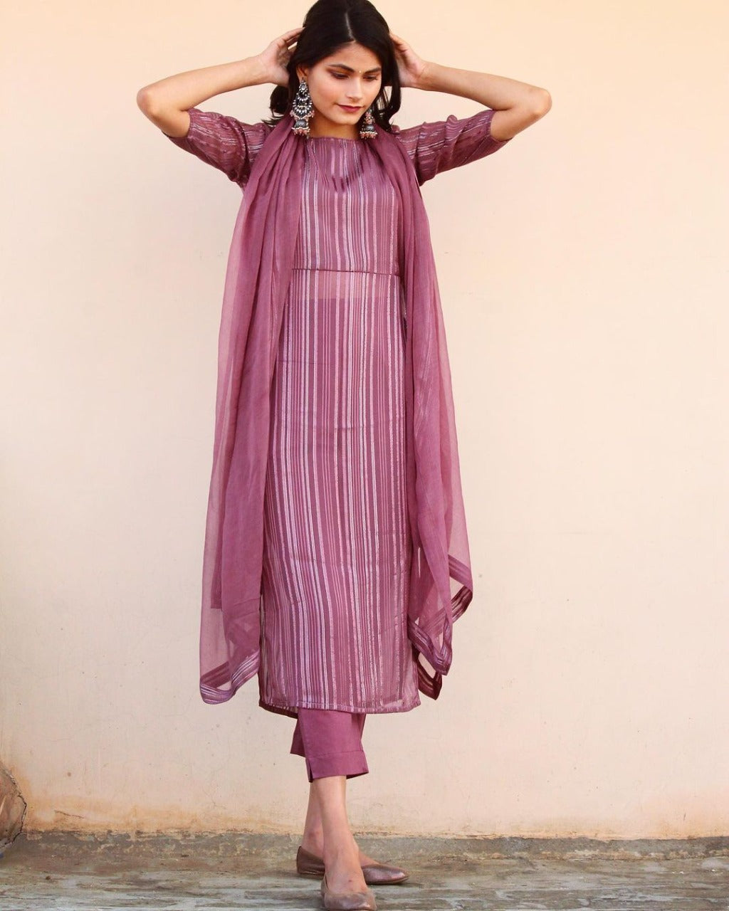 Soft Weight-Less Zari Silk Kurta With Pant and Dupatta Set