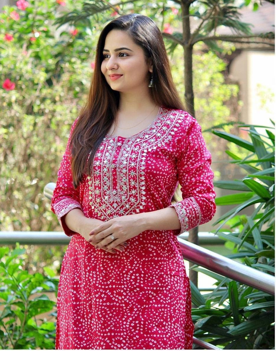 Embroidery Kurti work With Printing work  And  Printed pent