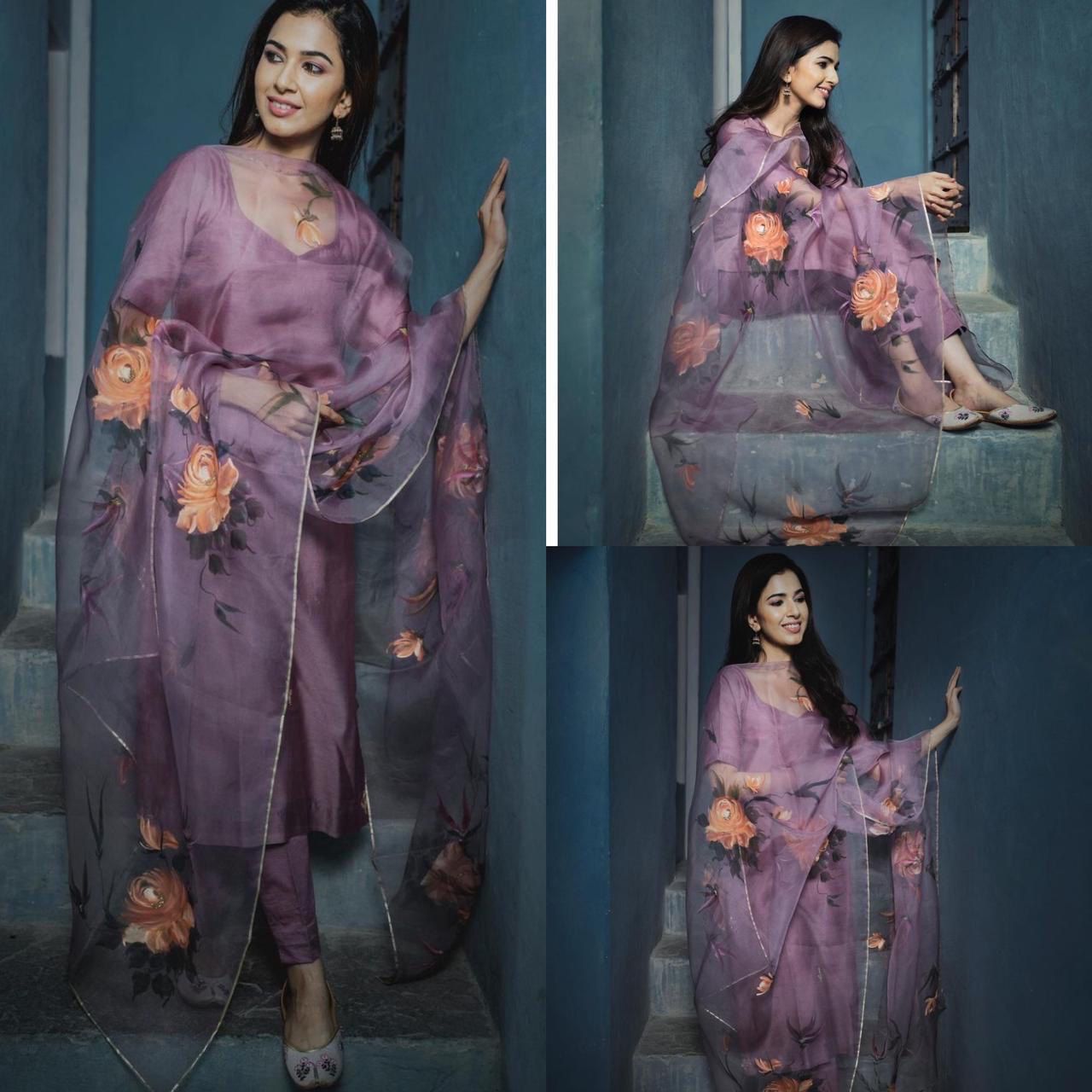 Heavy Pure Maska Cotton Silk Dusty Lavendar Kurta
