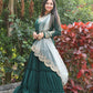Green Nack Embroidered Anarkali Gown With Heavy Dupatta