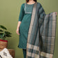 Pure Cotton Kurti With Heavy Thread work And Banarasi Dupatta