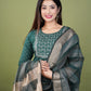 Pure Cotton Kurti With Heavy Thread work And Banarasi Dupatta