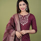 Pure Cotton Kurti With Heavy Thread work And Banarasi Dupatta