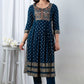 Saphire Blue Handworked Anarkali Kurta Set