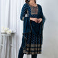 Saphire Blue Handworked Anarkali Kurta Set
