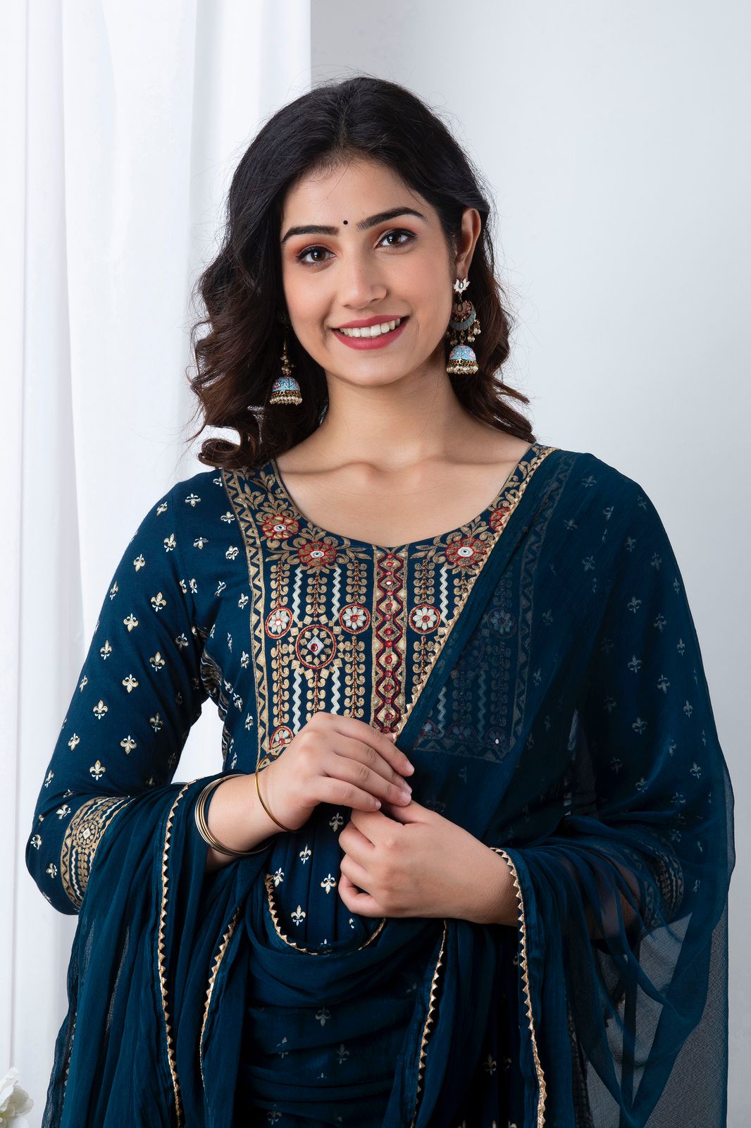 Saphire Blue Handworked Anarkali Kurta Set