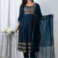Saphire Blue Handworked Anarkali Kurta Set
