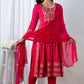 Magenta Handworked Anarkali Kurta Set