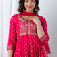 Magenta Handworked Anarkali Kurta Set