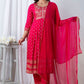 Magenta Handworked Anarkali Kurta Set