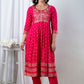 Magenta Handworked Anarkali Kurta Set