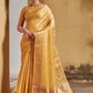 Maheshwari Tissue Silk Weaving Yellow Colour Saree