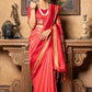 Red Raw silk Silver Zari checks sarees