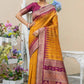 Semi Pure Tussur Silk weaving Saree With Temple Woven Border