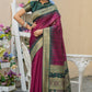 Semi Pure Tussur Silk weaving Saree With Temple Woven Border