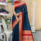 Semi Pure Tussur Silk weaving Saree With Temple Woven Border