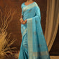 Sky Blue Soft Mulberry Silk Weaving Saree