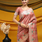 Peach Meena woven Border And Zari Woven Pallu With Fancy Tassels
