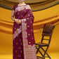 Wine Meena woven Border And Zari Woven Pallu With Fancy Tassels