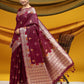 Wine Meena woven Border And Zari Woven Pallu With Fancy Tassels